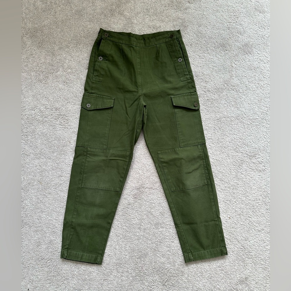 Vintage 70s / Womens C42 Green Utility Military Fatigue Slacks / Size 27 Waist